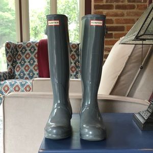 Hunter original tall rain boots US 8 grey